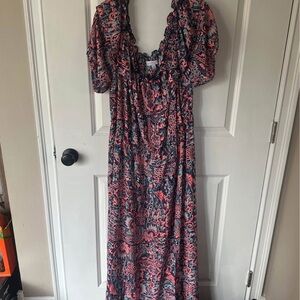 2x plus size Floral Print Maxi Dress